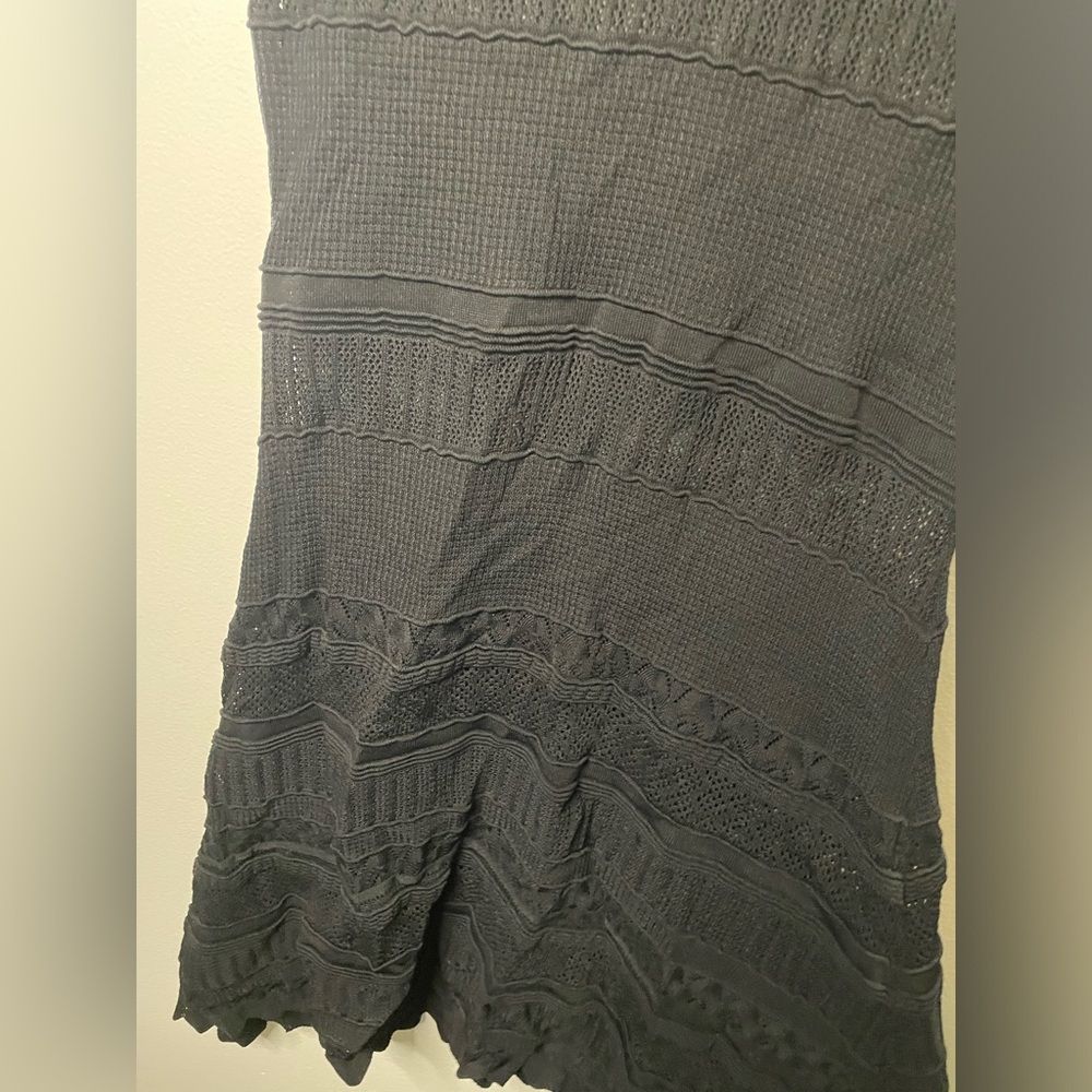 Alexis Black Crochet Sheer Paisley Knit Dress Minimalist Neutral LBD - Picture 5 of 8